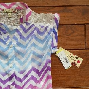 Speechless sheer Chevron top with attached cami